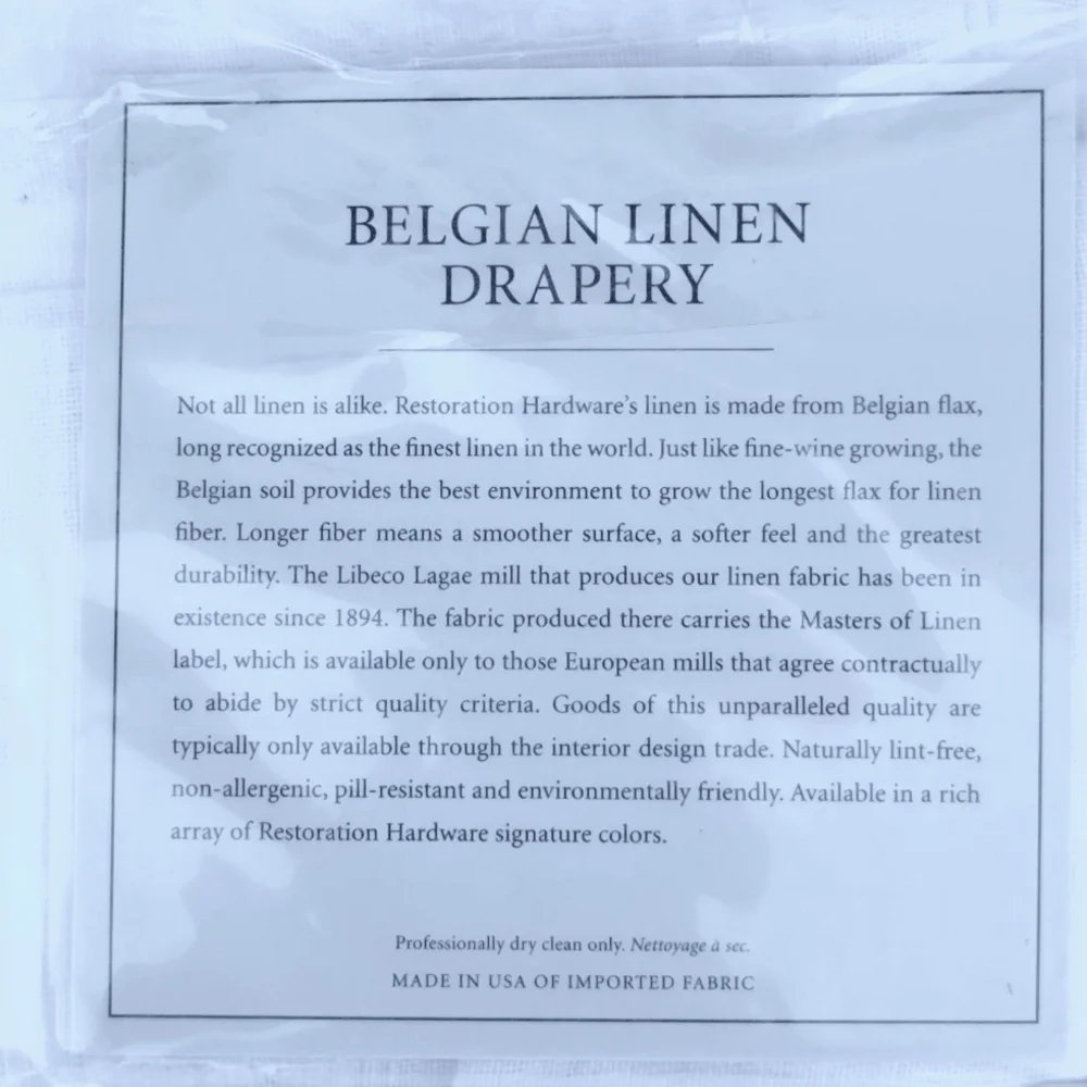 RH Optic White Sheer Belgian Linen Drapery Rod Pocket